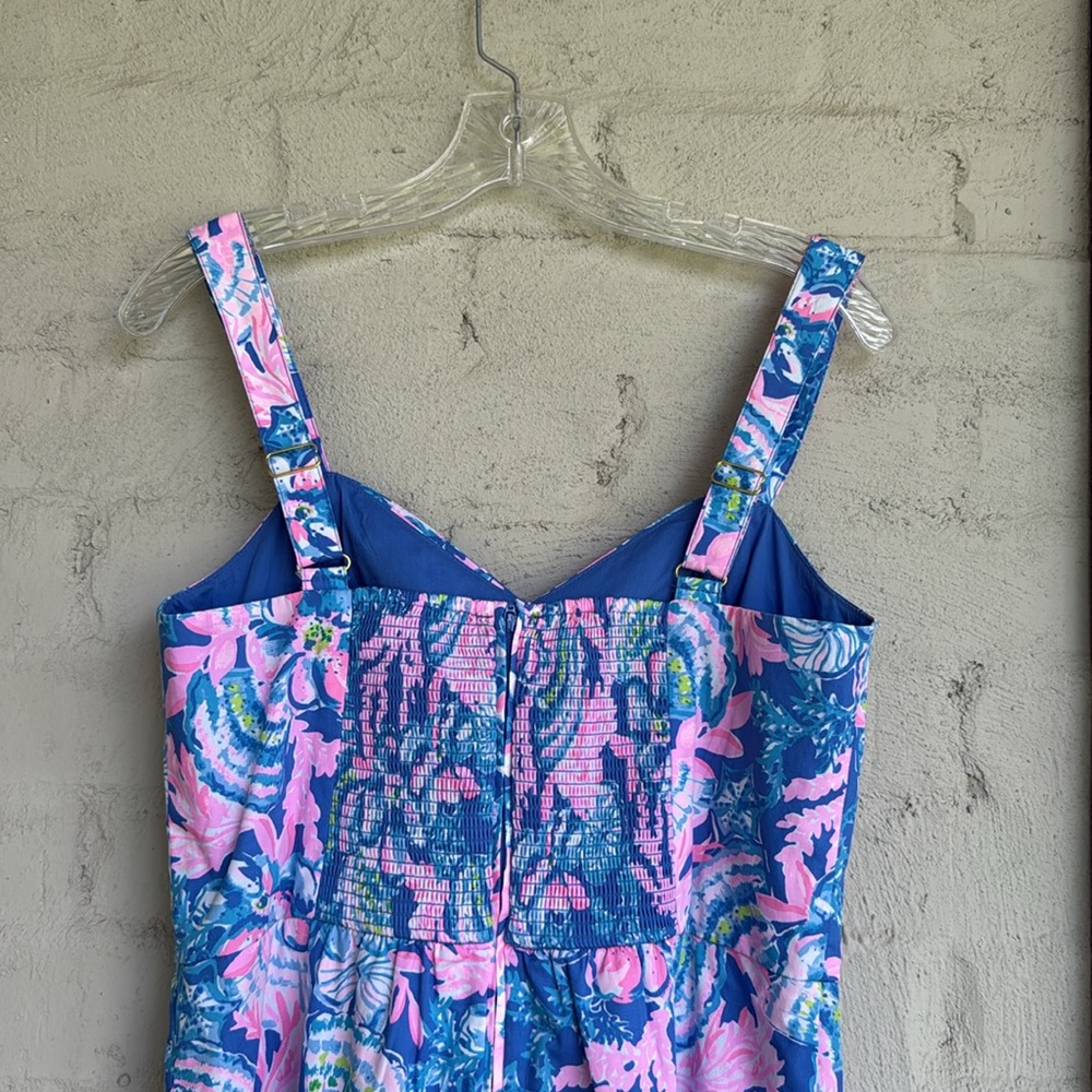 NWT Lilly Pulitzer Rocko Cotton Romper in Blue Tang Sitting Seaside Size 8 - Picture 9 of 16